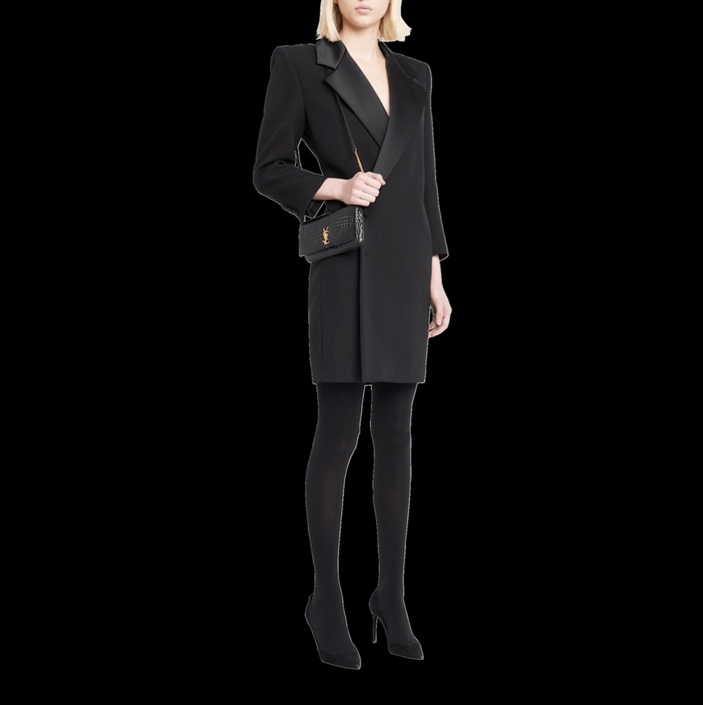 YSL SAINT LAURENT CASSANDRE PHONE HOLDER W/ STRAP IN CROCODILE-EMBOSSED LEATHER - Picture 4 of 16